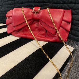 Judith Leiber red leather evening clutch